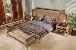 Casa Padrino Luxus Barock Sitzbank Grau / Dunkelbraun / Gold - Barock Möbel