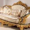Casa Padrino Luxus Barock Sofa Gold / Mehrfarbig / Blau / Gold - Prunkvolles Wohnzimmer Sofa mit elegantem Muster - Barock Wohnzimmer Möbel - Edel & Prunkvoll