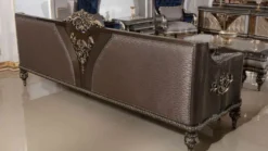 Casa Padrino Luxus Barock Sofa Grau / Dunkelbraun / Gold - Prunkvolles Wohnzimmer Sofa mit elegantem Muster - Barock Wohnzimmer & Hotel Möbel - Edel & Prunkvoll