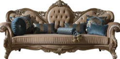 Casa Padrino Luxus Barock Sofa Braun / Gold 260 x 90 x H. 125 cm - Prunkvolles Wohnzimmer Sofa mit dekorativen Kissen - Barock Möbel