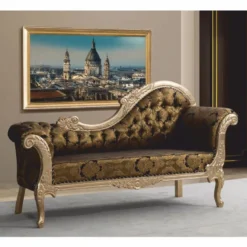 Casa Padrino Luxus Barock Sofa Rechte Seite Gold / Schwarz / Silber 210 cm - Barock Möbel