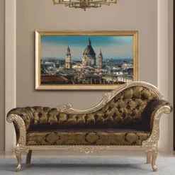 Casa Padrino Luxus Barock Sofa Rechte Seite Gold / Schwarz / Silber 210 cm - Barock Möbel