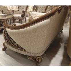 Casa Padrino Luxus Barock Sofa Beige / Braun / Gold H. 234 cm - Barock Wohnzimmer Möbel