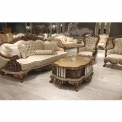 Casa Padrino Luxus Barock Sofa Beige / Braun / Gold H. 234 cm - Barock Wohnzimmer Möbel