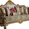 Casa Padrino Luxus Barock Sofa Grau / Rot / Gold 270 x 105 x H. 128 cm - Wohnzimmer Sofa mit dekorativen Kissen - Edel & Prunkvoll