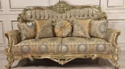 Casa Padrino Luxus Barock Sofa Gold / Grün / Gold - Prunkvolles Wohnzimmer Sofa mit elegantem Muster - Barock Wohnzimmer Möbel