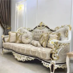 Casa Padrino Luxus Barock Sofa Grau / Weiß / Dunkelbraun / Gold 160 cm - Barock Möbel