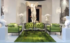 Casa Padrino Luxus Barock Sofa Grün / Schwarz 212 x 87 x H. 77 cm - Handgeschmiedetes Schmiedeeisen Sofa mit Kissen - Wohnzimmer Sofa - Garten Sofa - Terrassen Sofa - Barock Möbel
