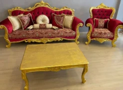 Casa Padrino Luxus Barock Sofa Bordeauxrot / Mehrfarbig / Gold - Prunkvolles Wohnzimmer Sofa mit elegantem Muster und Glitzersteinen - Wohnzimmer Möbel - Barock Möbel - Edel & Prunkvoll