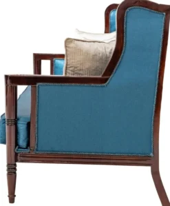 Casa Padrino Luxus Barock Sofa Blau / Dunkelbraun 230 cm