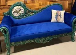 Casa Padrino Luxus Barock Sofa Blau / Mehrfarbig / Grün - Prunkvolles Wohnzimmer Sofa im Barockstil - Barock Wohnzimmer Möbel
