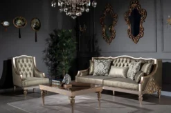 Casa Padrino Luxus Barock Sofa Grün / Silber / Kupfer / Gold 210 x 86 x H. 89 cm - Wohnzimmer Sofa mit dekorativen Kissen - Barock Wohnzimmer Möbel