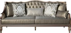 Casa Padrino Luxus Barock Sofa Grün / Silber / Kupfer / Gold 210 x 86 x H. 89 cm - Wohnzimmer Sofa mit dekorativen Kissen - Barock Wohnzimmer Möbel