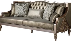 Casa Padrino Luxus Barock Sofa Grün / Silber / Kupfer / Gold 210 x 86 x H. 89 cm - Wohnzimmer Sofa mit dekorativen Kissen - Barock Wohnzimmer Möbel