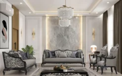 Casa Padrino Luxus Barock Sofa Silber / Schwarz - Wohnzimmer Sofa im Barockstil - Barock Wohnzimmer Möbel - Edel & Prunkvoll