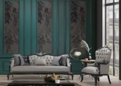 Casa Padrino Luxus Barock Sofa Silber / Schwarz - Wohnzimmer Sofa im Barockstil - Barock Wohnzimmer Möbel - Edel & Prunkvoll