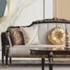 Casa Padrino Luxus Barock Sofa Naturfarben / Dunkelbraun / Gold 255 cm - Barock Möbel
