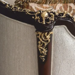 Casa Padrino Luxus Barock Sofa Naturfarben / Dunkelbraun / Gold 255 cm - Barock Möbel
