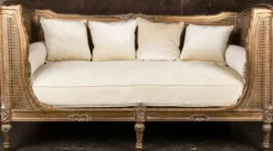 Casa Padrino Luxus Barock Sofa mit Kissen Braun / Elfenbeinfarben 187 x 89 x H. 103 cm - Handgefertigtes Sofa im Antik Stil - Wohnzimmer Möbel