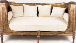 Casa Padrino Luxus Barock Sofa mit Kissen Braun / Elfenbeinfarben 187 x 89 x H. 103 cm - Handgefertigtes Sofa im Antik Stil - Wohnzimmer Möbel