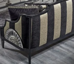 Casa Padrino Luxus Barock Sofa Schwarz / Gold / Silber 244 x 95 x H. 88 cm - Wohnzimmermöbel im Barockstil