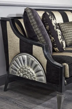 Casa Padrino Luxus Barock Sofa Schwarz / Gold / Silber 244 x 95 x H. 88 cm - Wohnzimmermöbel im Barockstil
