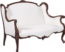 Casa Padrino Luxus Barock Sofa Weiß / Dunkelbraun - Prunkvolles Wohnzimmer Sofa im Barockstil - Barock Wohnzimmer Möbel - Edel & Prunkvoll