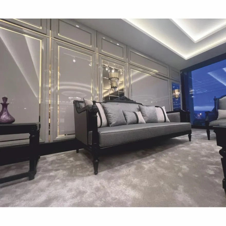 Casa Padrino Luxus Barock Sofa mit Kissen Silber / Schwarz 255 cm - Barock Möbel