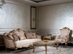 Casa Padrino Luxus Barock Sofa Rosa / Gold - Handgefertigtes Wohnzimmer Sofa mit dekorativen Kissen - Wohnzimmer Möbel - Barock Möbel