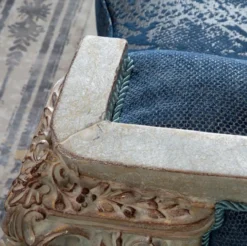 Casa Padrino Luxus Barock Sofa Blau / Creme / Kupfer / Gold 245 x 100 x H. 115 cm - Prunkvolles Wohnzimmer Sofa mit elegantem Muster - Möbel im Barockstil