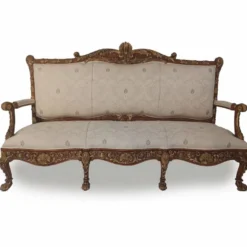 Casa Padrino Luxus Barock Sofa Grau / Dunkelbraun / Gold 217 cm - Made in Italy