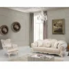 Casa Padrino Luxus Barock Sofa Grau / Weiß / Beige 200 cm - Barockstil Möbel