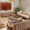 Casa Padrino Luxus Barock Sofa Grau / Dunkelbraun / Gold 265 cm - Barock Möbel