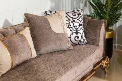 Casa Padrino Luxus Barock Sofa Grau / Dunkelbraun / Gold 265 cm - Barock Möbel