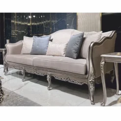Casa Padrino Luxus Barock Sofa Silber 225 cm - Barockstil Wohnzimmer Möbel