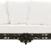 Casa Padrino Luxus Barock Sofa Dunkelbraun / Weiß 212 x 87 x H. 77 cm - Handgeschmiedetes Schmiedeeisen Sofa mit Kissen - Wohnzimmer Sofa - Garten Sofa - Terrassen Sofa - Barock Möbel
