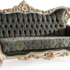 Casa Padrino Luxus Barock Sofa Dunkelblau / Türkis / Silber / Gold - Prunkvolles Wohnzimmer Sofa - Barock Wohnzimmer Möbel - Edel & Prunkvoll