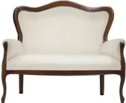 Casa Padrino Luxus Barock Sofa Cremefarben / Dunkelbraun 124 x 74 x H. 107 cm - Elegantes Wohnzimmer Sofa im Barockstil - Barock Wohnzimmer Möbel