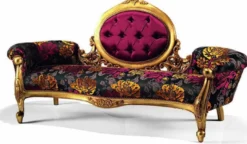 Casa Padrino Luxus Barock Sofa Schwarz / Lila / Gold 205 cm - Made in Italy