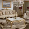 Casa Padrino Luxus Barock Sofa Grau / Mehrfarbig / Gold 245 cm