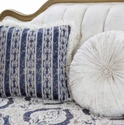 Casa Padrino Luxus Barock Sofa Blau / Weiß / Gold 234 x 93 x H. 124 cm - Wohnzimmer Möbel im Barockstil - Edel & Prunkvoll
