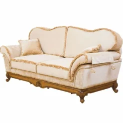 Casa Padrino Luxus Barock Sofa Creme / Braun 210 cm - Barock Wohnzimmer Möbel