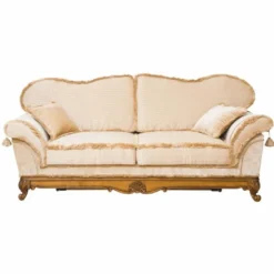 Casa Padrino Luxus Barock Sofa Creme / Braun 210 cm - Barock Wohnzimmer Möbel