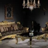 Casa Padrino Luxus Barock Sofa Braun / Schwarz / Gold 260 x 110 x H. 117 cm - Prunkvolles Wohnzimmer Sofa mit dekorativen Kissen - Edle Barock Möbel