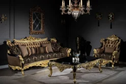 Casa Padrino Luxus Barock Sofa Braun / Schwarz / Gold 260 x 110 x H. 117 cm - Prunkvolles Wohnzimmer Sofa mit dekorativen Kissen - Edle Barock Möbel