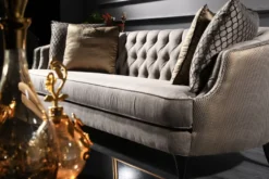 Casa Padrino Luxus Barock Sofa Grau / Schwarz / Gold 231 x 94 x H. 83 cm - Barock Wohnzimmermöbel