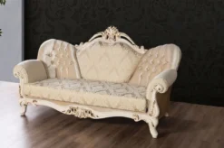 Casa Padrino Luxus Barock Sofa Gold / Creme / Gold - Prunkvolles Wohnzimmer Sofa mit Muster - Barock Wohnzimmer Möbel - Edel & Prunkvoll