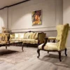 Casa Padrino Luxus Barock Sofa Gold / Silber / Schwarz - Prunkvolles Wohnzimmer Sofa mit elegantem Muster - Barock Möbel