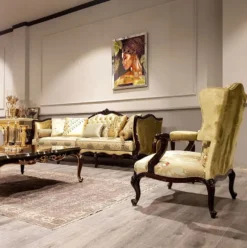 Casa Padrino Luxus Barock Sofa Gold / Silber / Schwarz - Prunkvolles Wohnzimmer Sofa mit elegantem Muster - Barock Möbel