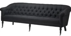 Casa Padrino Luxus Barock Sofa Paris Schwarz - Edles Sofa im Barockstil - 216 x 82 x 75 cm